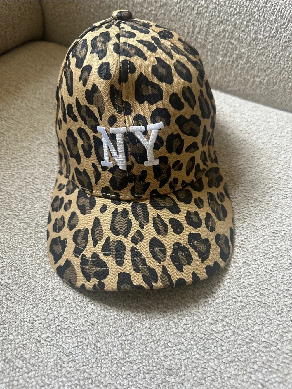 NY Embroidered Leopard Print womens Cap - Brown/Black